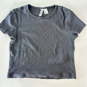 H&M Gray Fitted Short Sleeve T-Shirt